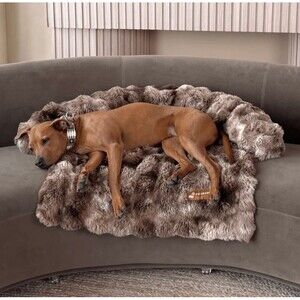 Pelsbarn Dog Luxurious Sofa Bed w Non-Slip Bottom Large Beige Brown 33x33in